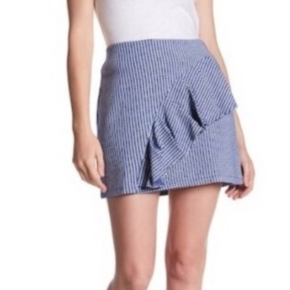Host Pick NWT Blue Plaid Gingham Ruffle Mini Skirt - Picture 2 of 7